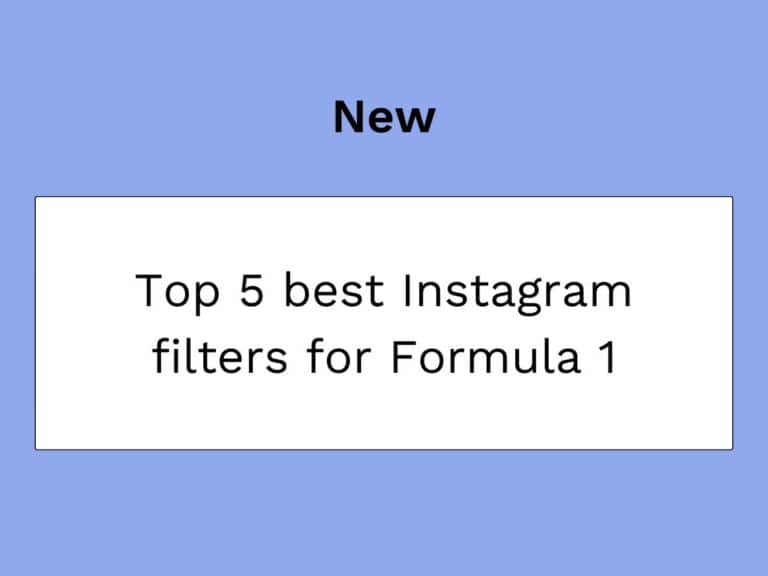 filtrów Instagram dla Formuły 1